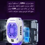 نمایش عملکرد خنک‌کنندگی فن موبایل LEIZUN مدل F25 روی بخش پشتی گوشی