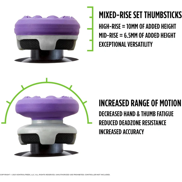 مقایسه ارتفاع High-Rise و Mid-Rise روکش آنالوگ KontrolFreek Galaxy