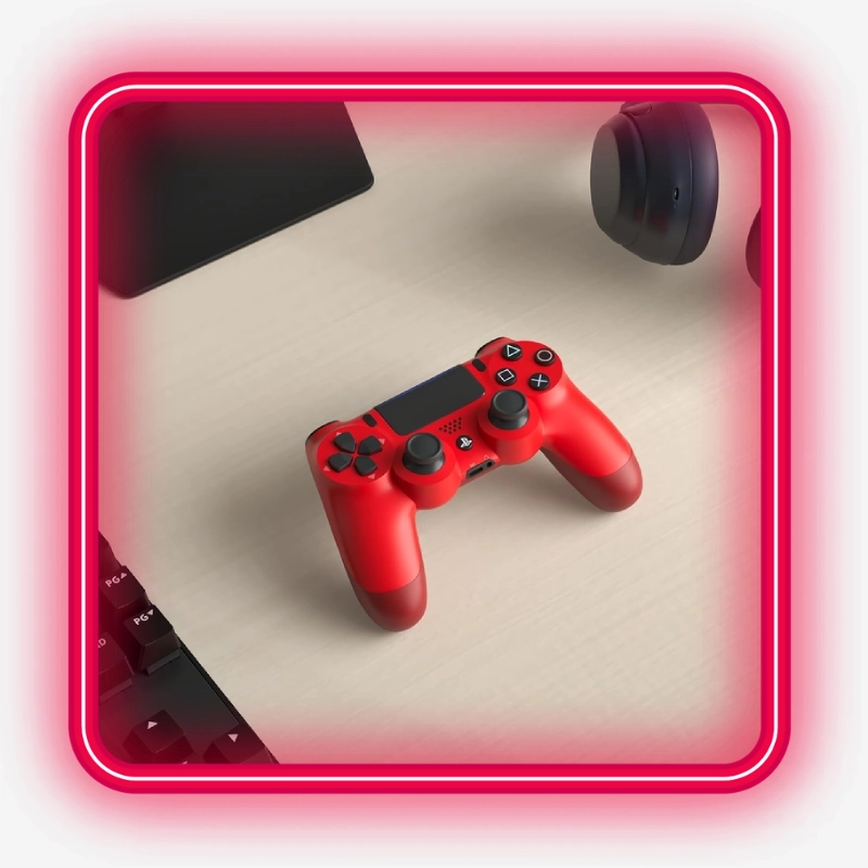دسته بازی پلی استیشن 4 مدل Red در محیط گیمینگ