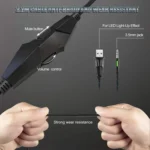 کابل، جک 3.5 میلی‌متری و USB-A هدست گیمینگ اونیکوما K19