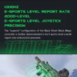 نمایش نرخ گزارش‌دهی 1000 هرتز و دقت جوی‌استیک دسته بازی بلک شارک مدل Black Shark Dark Magician