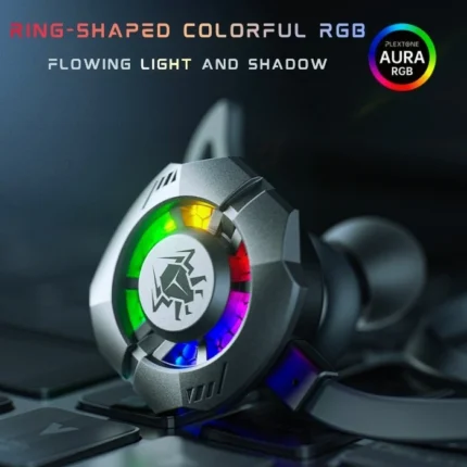 نورپردازی RGB حلقه‌ای در هندزفری گیمینگ پلکستون M762 Ultra