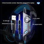 کابل، جک 3.5 میلی‌متری و USB-A هدست گیمینگ Kotion Each G9000