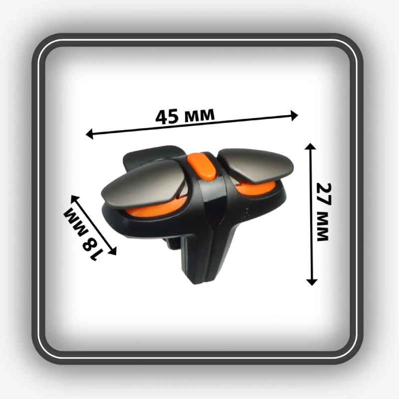نمایش ابعاد دسته بازی مغناطیسی 4 انگشتی JS68 با اندازهگیری 45، 27 و 18 میلیمتر