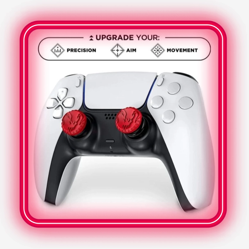 روکش آنالوگ KontrolFreek Apex Legends Predator Edition نصب‌شده روی دسته PS5