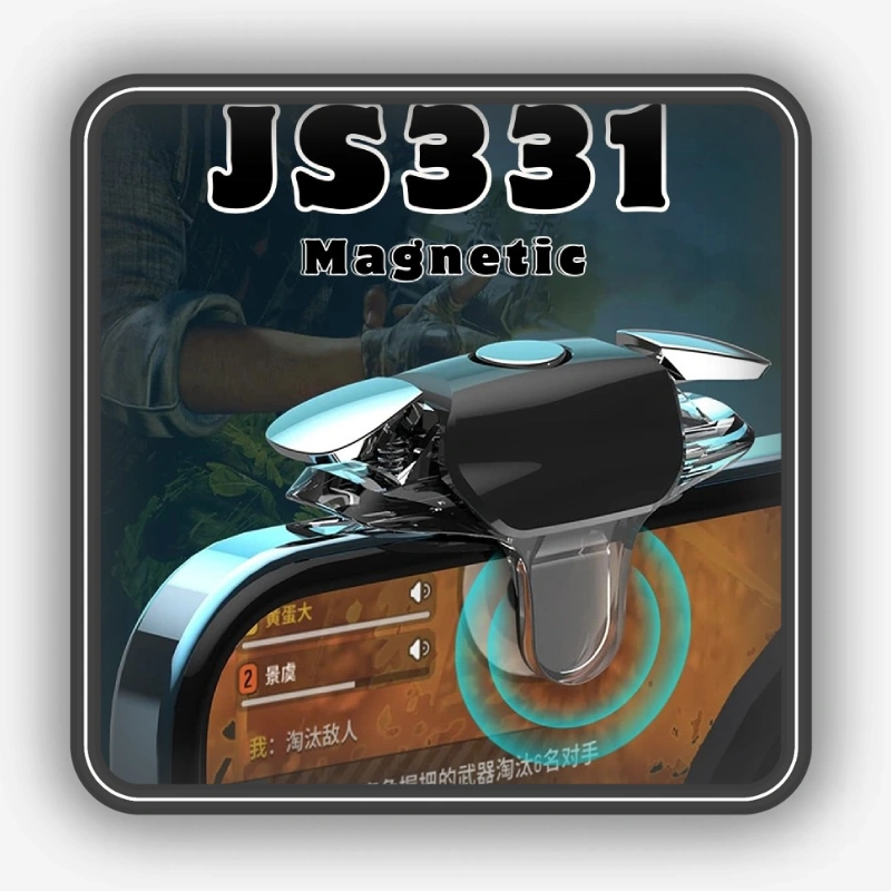 نمایش نصب دسته بازی مغناطیسی چهار انگشتی JS331 روی گوشی