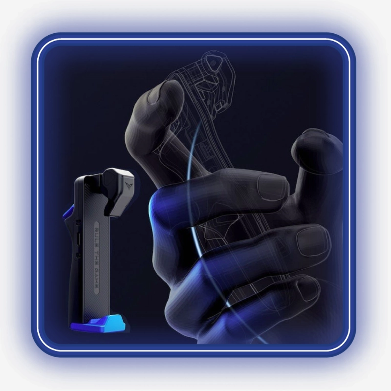 نمایش نحوه در دست گرفتن دسته بازی لیزری چهار انگشتی فلای دیجی Flydigi Shadow Stinger Slim