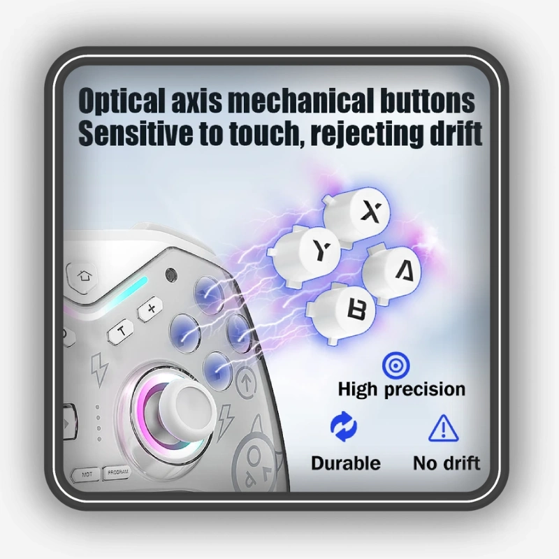 نمایش دکمه‌های مکانیکی Optical Axis در دسته بازی بی‌سیم مدل CM 619 با پاسخ‌گویی سریع