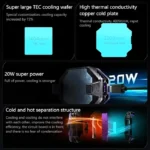 نمایش صفحه TEC، صفحه مسی و توان 20 واتی BlackShark FunCooler 3 Pro