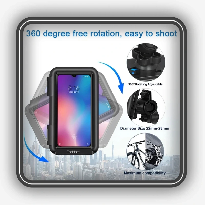 نمایش چرخش 360 درجه پایه نگهدارنده موبایل ضدآب ارلدام مدل ET-EH139