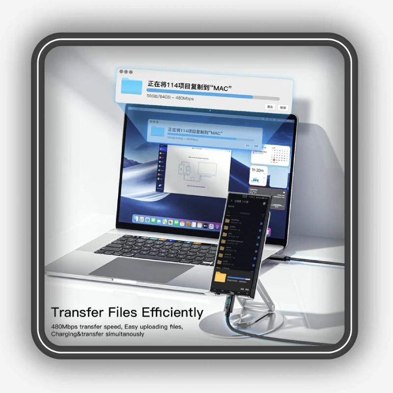 نمایش قابلیت انتقال فایل با کابل تایپ سی به تایپ سی پیوا مدل Piva FC01