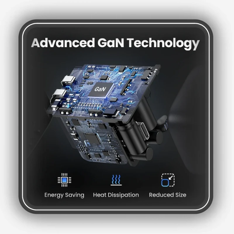 نمایش فناوری GaN و ساختار داخلی شارژر دیواری یوگرین مدل CD319 کد 15326 توان 30 وات