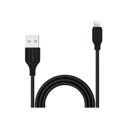 نمایش ساختار و طول کابل مشکی تبدیل USB به Lightning کلومان مدل KD-24
