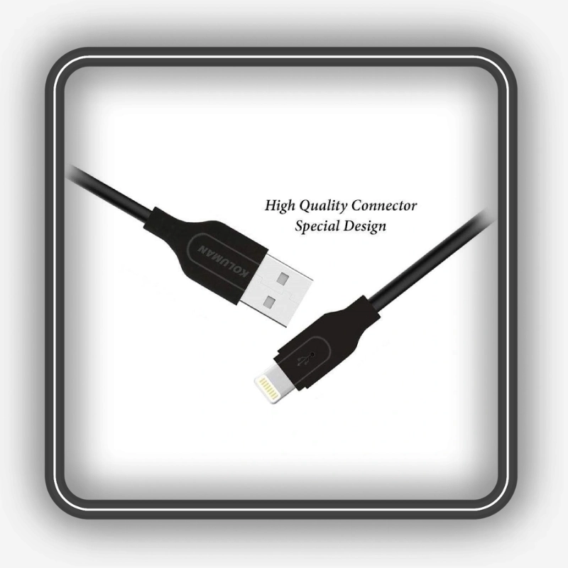 نمایش طراحی کانکتورهای USB-A و Lightning کابل تبدیل USB به Lightning کلومان مدل KD-24