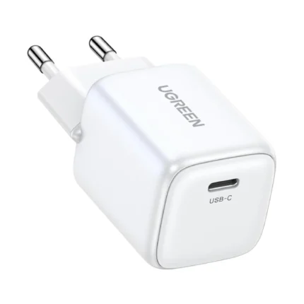 نمای روبه‌روی شارژر دیواری یوگرین مدل CD319 کد 15326 توان 30 وات و درگاه USB Type-C
