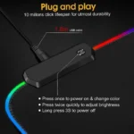 نمایش کنترلر و کابل USB ماوس پد گیمینگ مدل MP03 برای تغییر حالت نورپردازی