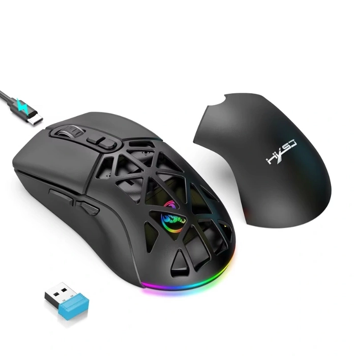 نمایش گیرنده USB و کاور ماوس گیمینگ بی سیم HXSJ مدل T26
