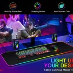 نمایش ماوس پد گیمینگ مدل MP03 در محیط گیمینگ با نورپردازی RGB