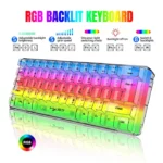نمایش نورپردازی RGB کیبورد گیمینگ شفاف HXSJ مدل V700T