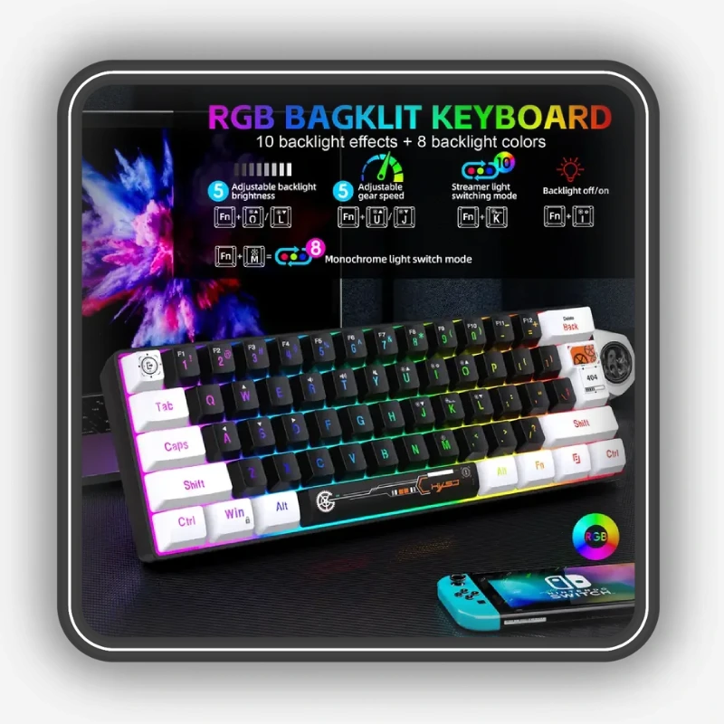 نمایش نور RGB و طراحی کیبورد HXSJ V700 Pro