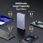 نمایش ظرفیت 10000 میلی‌آمپرساعتی پاوربانک UGREEN PB206