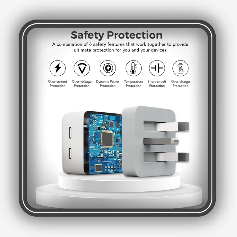 سیستم‌های حفاظتی شارژر 50 وات اپل مدل Dual Port USB-C