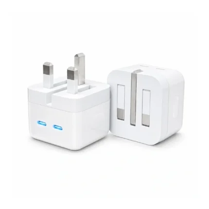نمای دو درگاه USB-C شارژر 50 وات اپل مدل Dual Port USB-C