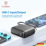 نمایش قابلیت USB-C ورودی و خروجی در پاوربانک 10000 میلی آمپر ارلدام مدل ET-PD50
