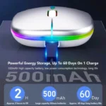 نمایش باتری 500 میلی‌آمپرساعتی و نورپردازی ماوس گیمینگ بی‌سیم مدل Silent 7300