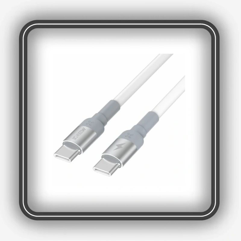 نمای نزدیک از دو کانکتور Type-C کابل شارژ تایپ سی به تایپ سی Modem Cat 008