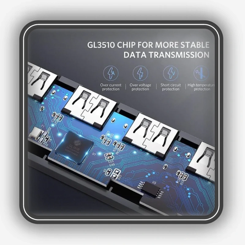 نمایش چیپ و عملکرد هاب 4 پورت USB 3.0 یوگرین مدل CM219 کد 50985