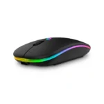 نمای ظاهری ماوس گیمینگ بی‌سیم مدل Silent 7300 با بدنه مشکی و نوار نورپردازی RGB