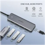 نمایش اتصال چند وسیله به هاب 4 پورت USB 3.0 یوگرین مدل CM219 کد 50985