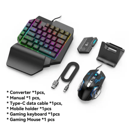 نمایش محتویات ست کیبورد و ماوس گیمینگ موبایل مدل Mix Elite