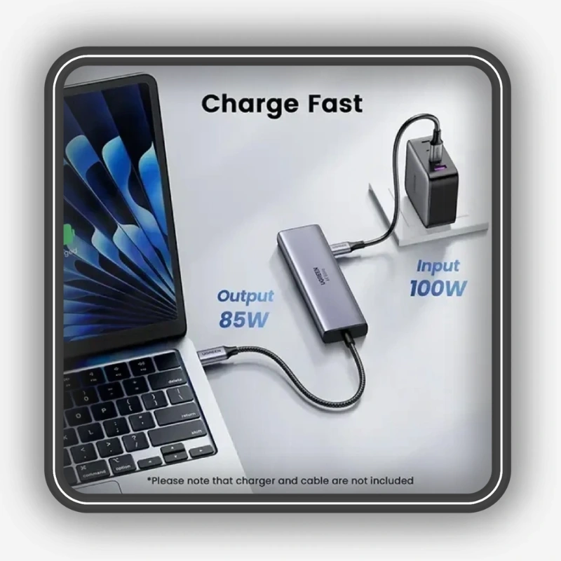 نمایش قابلیت شارژ هاب 6 پورت USB-C یوگرین مدل CM511 کد 35999