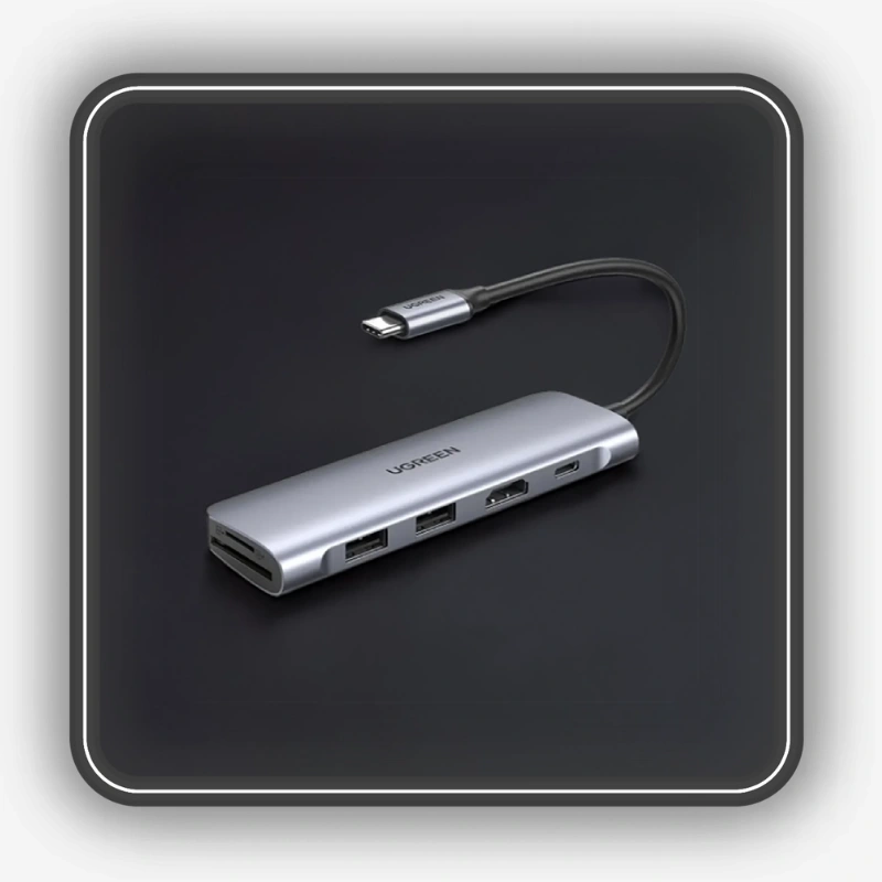 نمای ظاهری هاب 6 پورت USB-C یوگرین مدل CM195 کد 70411