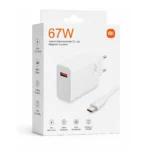 بسته‌بندی شارژر دیواری شیائومی 67 وات به همراه کابل تبدیل USB-C